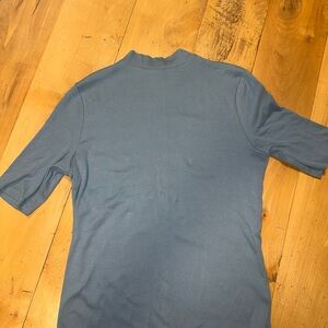 A New Day Womens Dusty Blue Ribbed Mock Turtleneck Short Sleeve top M